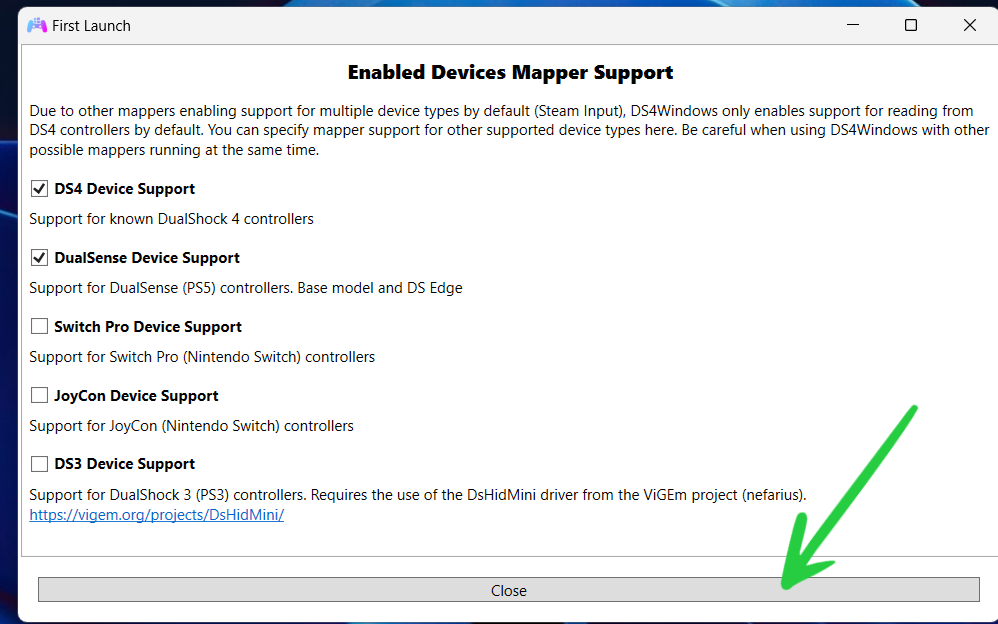 Completing the DS4Windows folder setup