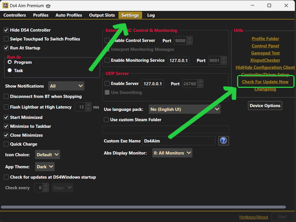 DS4 AIM built-in update screen