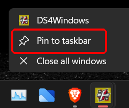 Pinning DS4 AIM to the Windows taskbar