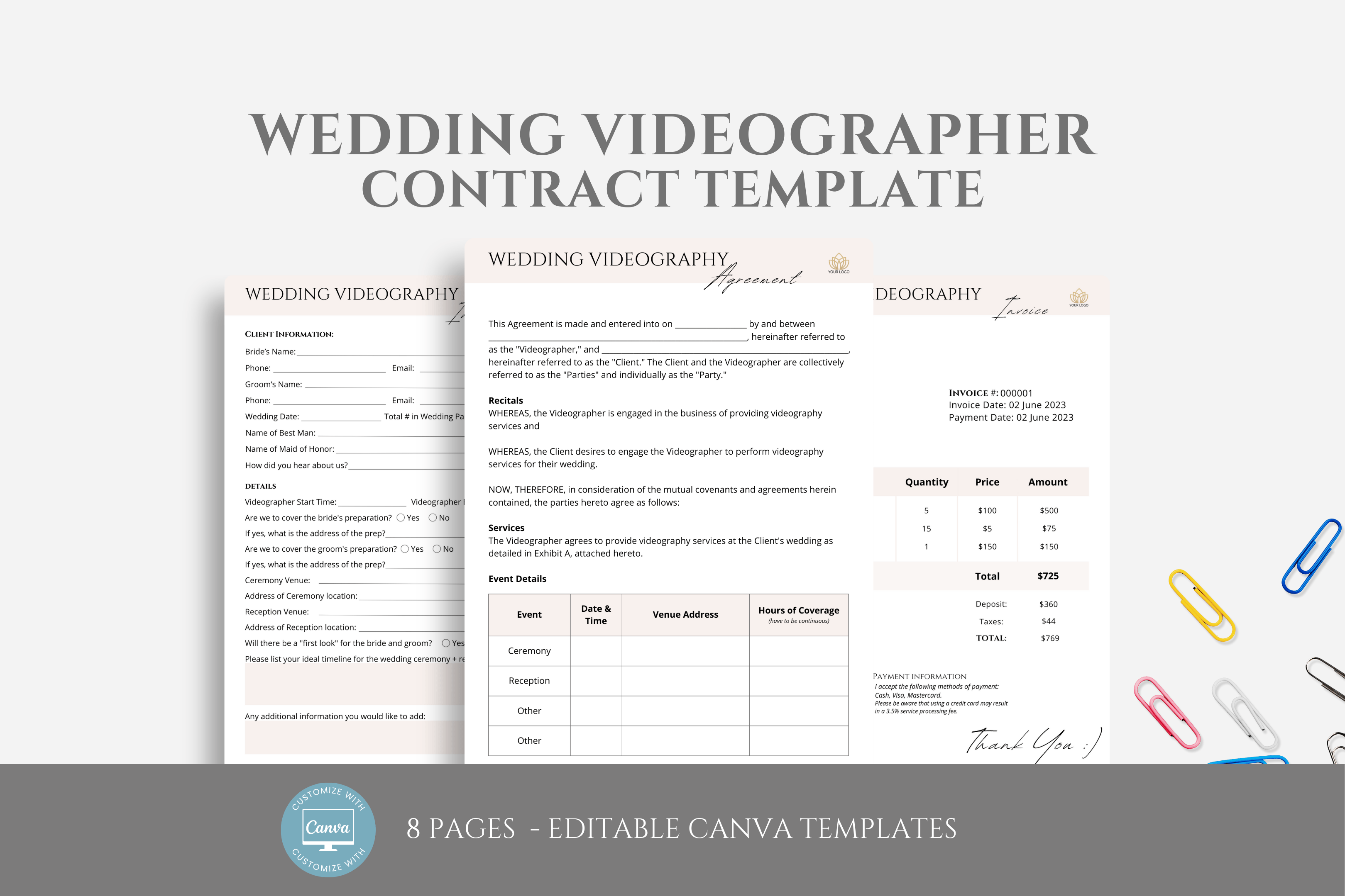 Free Videographer Invoice Template