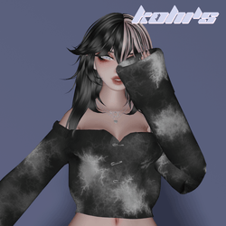 'creepin' acid' tie-dye off-shoulder sweater & necklace set
