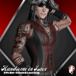 Handsome in Lace - 2pc Set [Male Corset and Crop Lace Fishnet Shirt]