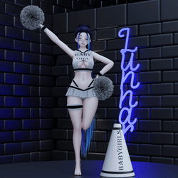 Slutty Cheerleader Outfit w/ Megaphone and PomPoms