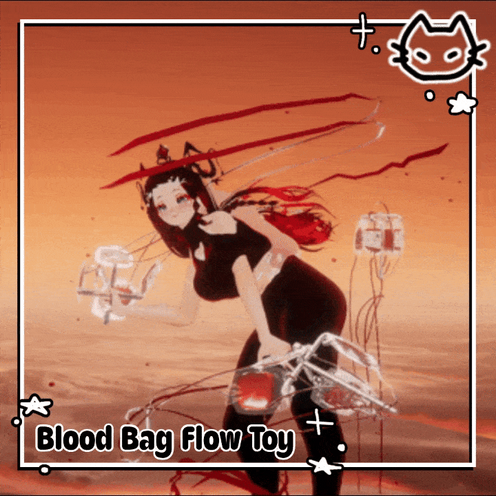 ꒷꒦ 🩸Blood  Bags Flow toy + Follower 🩸꒦꒷ Vrchat Asset ꒷꒦ 🩸 Vampire Ribbons