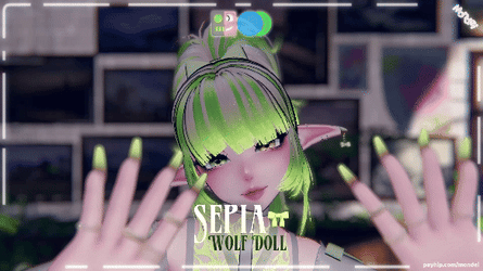 𓆩୨୧ Sepia the Wolf Doll ୨୧𓆪 { VRCFT | PC + Quest + Opti | SPS | Animated Expressions }