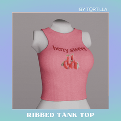 Ribbed Tank Top ~ Strawberry, Green Alt/Panda Base 𔓐𑇓