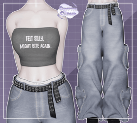 Tube Top, Jeans & Belt Set