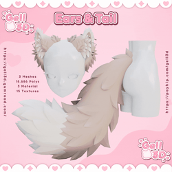 Set ♡ Ears & Tail (n°2) Fluffy - VRChat Assets