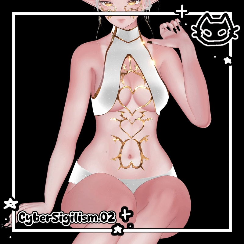 𒅒 CYBERSIGILISM.02 𒅒 CYBER SIGIL BODY JEWELRY 𒅒 Cyber Metal VrChat Asset