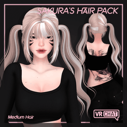 Sakura's Pigtail Hair Pack For VRChat