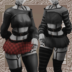 Comfy Goth Outfit (Halloween textures) (Rigged for ZinFit, VRBase EGirl, GodMagician, Saki, Delphy Kobo)