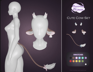 Cute Cow Ears, Tail & Horns Set