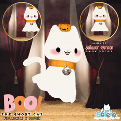 Boo! Rigged Ghost Cat/Kitty Plushie & Follower (Halloween Prefab)