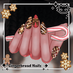 🍪 Gingerbread Nails! 🍪 Christmas Nails 🍪VRBase EGirl, GM's Fem Base