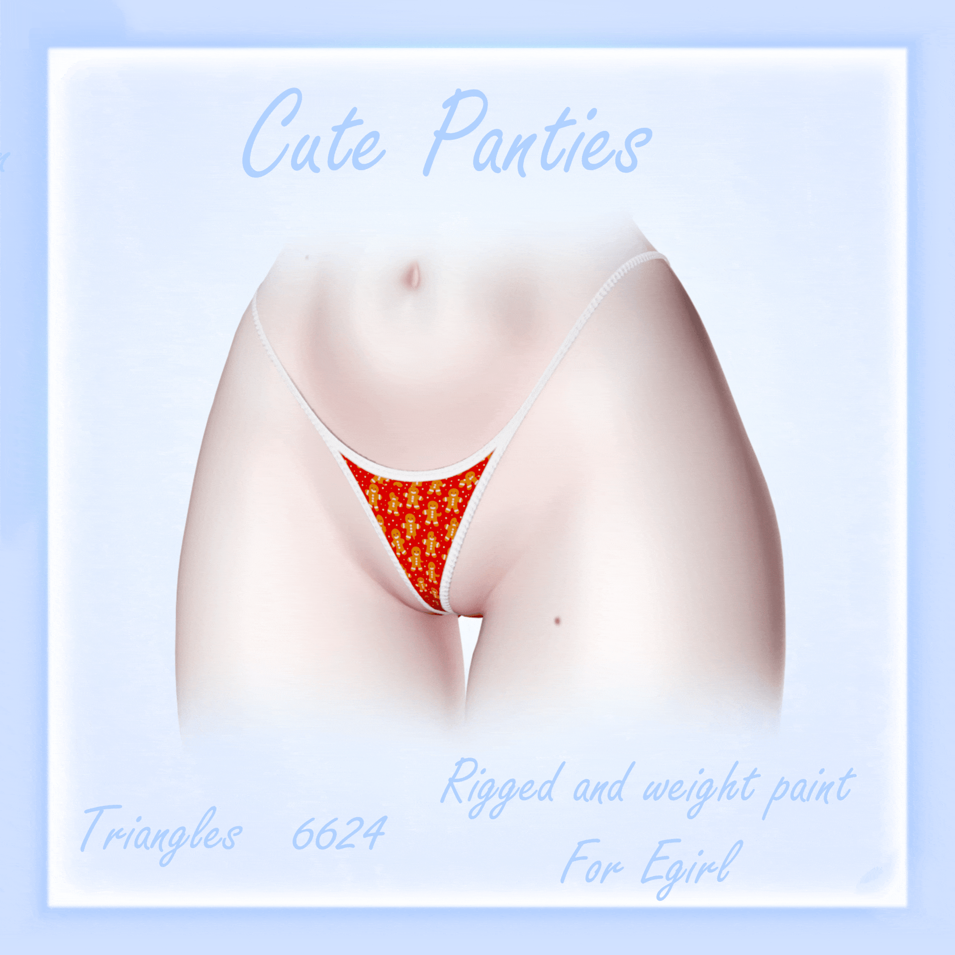 Cute High-Cut Thong Panties – Rigged VRChat Asset E-Girl