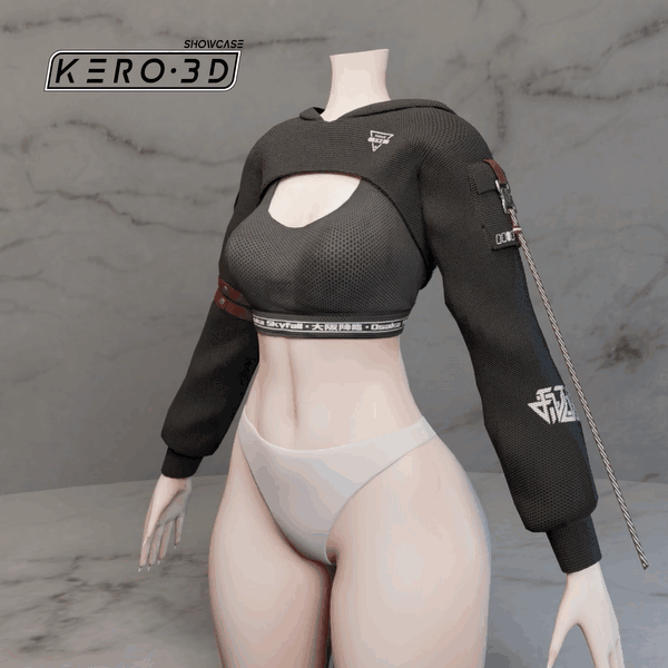 ARC-C2 - Cyberpunk Streetwear Croptop - Rigged VRChat Clothing - Modular Avatar ready - 10 Designs
