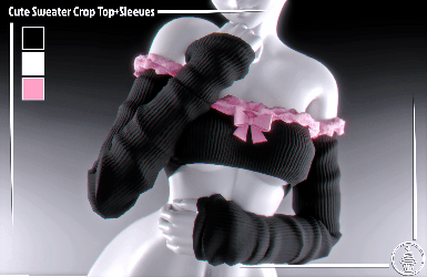 Cute Sweater Crop Top+Sleeves (3D Model Asset)(Commercial license)
