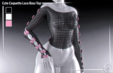 Cute Coquette Lace Bow Top (3D Model Asset)(Commercial license)