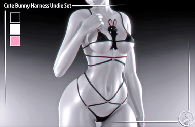 Cute Bunny Harness Undie Set (3D Model Asset)(Commercial license)