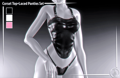Corset Top+Laced Panties Set (3D Model Asset)(Commercial license)