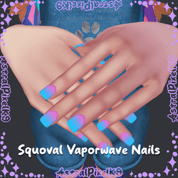 ✦ Squoval Vaporwave Nails (Low Poly)