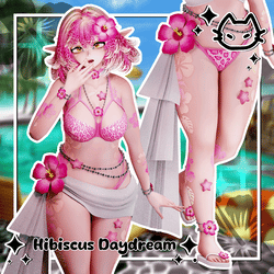 🌺 Hibiscus Daydream 🌺 Bikini Outfit Set 🌺 Swimsuit 🌺 GM Fem base, VRBase Egirl 🌺