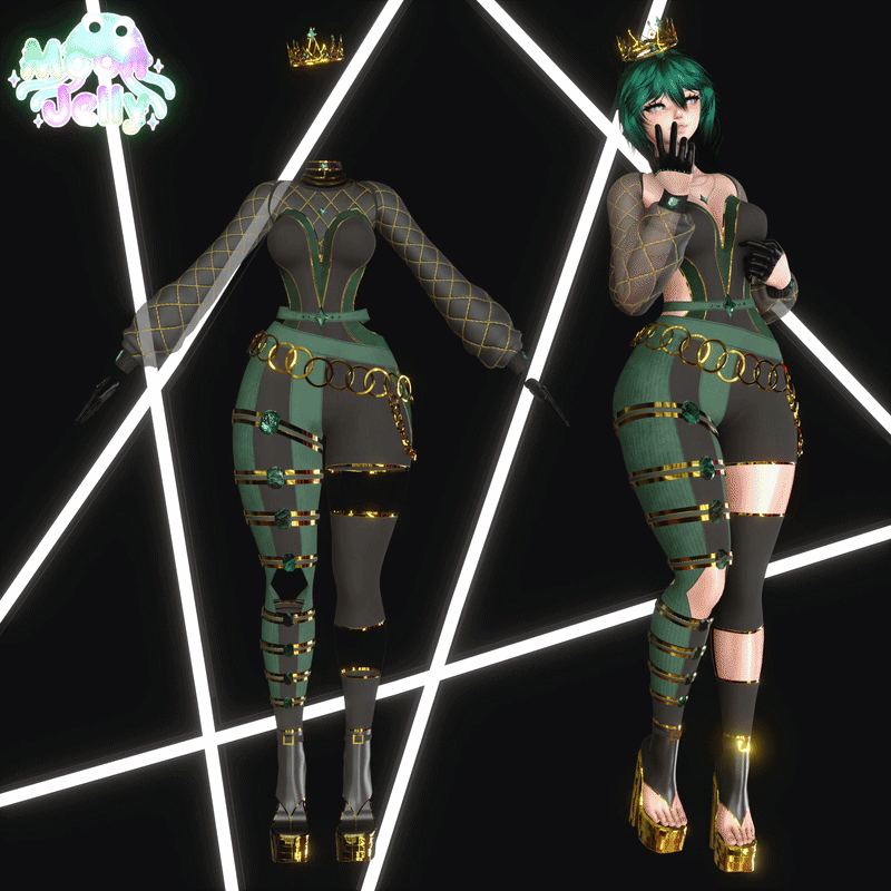 Gilded Viper | Luxe Fantasy Outfit, Chain Belt, Asymmetrical Pants, Bodysuit, Sheer Sleeves, Crown