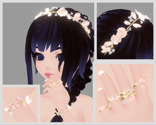 Flower Headband, Bracelet & Rings