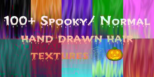 100+ Spooky/ Normal hand drawn hair textures