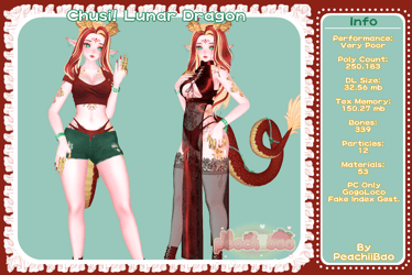 Chusi Lunar Dragon ☆ Patch 1 ☆(3.0 VRChat Avatar) PC Only