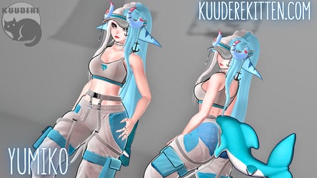 Yumiko Shark Girl Avatar [INCLUDES PC OPTIMIZED + BONUS QUEST VERSION][3.0][VRCHAT AVATAR]