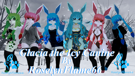 (Facetracking) Glacia the Icy Canine Deira VRChat Avatar (Quest Compatible)