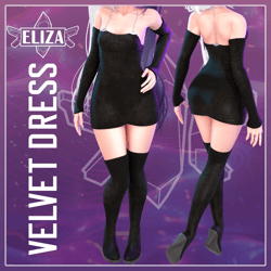 Velvet Party Dress [Game Asset]