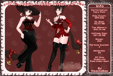 Aggie! Kitty Witch! (3.0 VRChat Avatar) PC Only