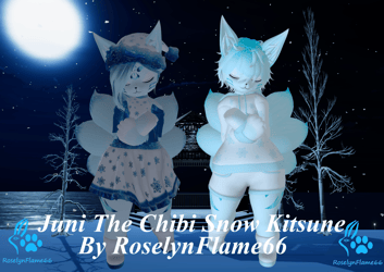 Juni the Chibi Snow Kitsune VRChat Carbuncle Avatar
