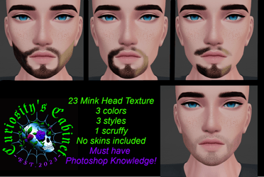 Hand Drawn 23 Mink Head Facial Hair Pack 1