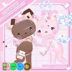 STRAWBERRY AND CHOCOLATE MILKITTY  BUNDLE ♡ PC┋QUEST┋FACE TRACKING