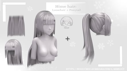 ღ┊Hime hairpack: Loose/Ponytail