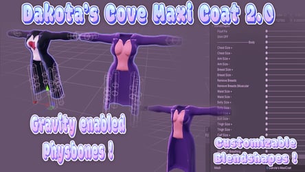 Maxi Coat & top - for Hyenid - VRChat [UPDATED]