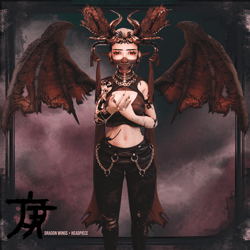 [ 3D/VRCHAT ASSET ] Dragon Wings Animated + Headpiece