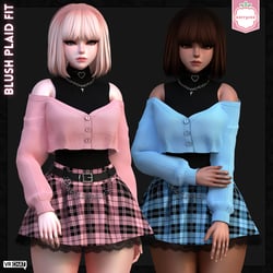 ꒰ა 🍓; BLUSH PLAID SET | RIGGED | VRCHAT ASSET