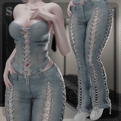 Laced Denim Set