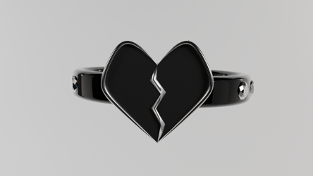 black broken heart ring