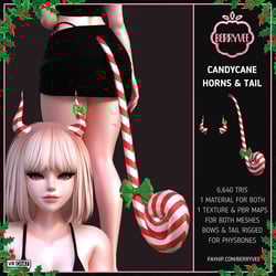 CANDYCANE HORNS & TAIL | RIGGED | VRCHAT ASSET