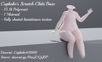 Cupkake's scratch chibi base (3D Model asset)(Commercial license)