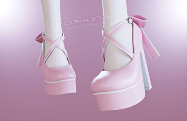 Cute ribbon heel shoes (3D Model Asset)(Commercial license)