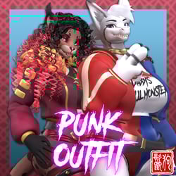 Ghostly Mamagens and Female Felines Punk Outfit (VRChat Asset)