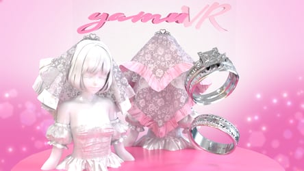 Heart Wedding Veil + His & Her Rings