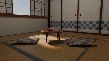 Japanese Tatami Room – Low Poly Interior (FBX/Blender)
