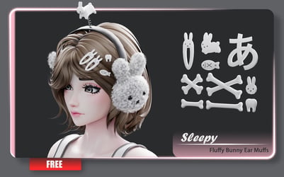 SLEEPY Fluffy Bunny Ear Muffs